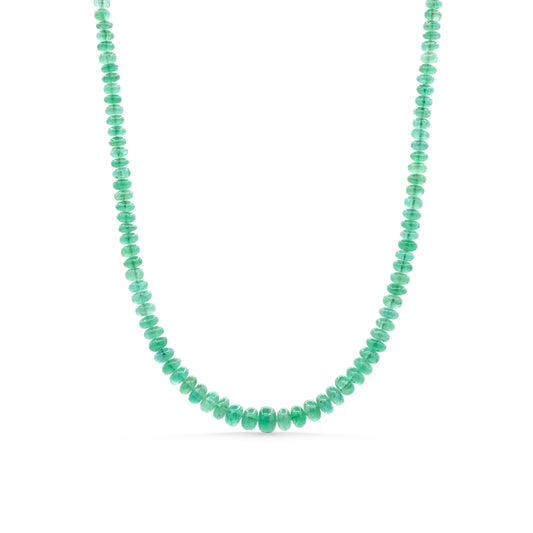 14K Zambian Emerald Necklace, Zambian emerald necklace | May birthstone necklace | smooth dainty Zambian emerald beaded