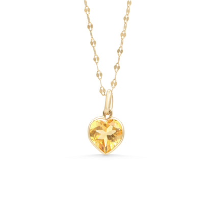 14K GOLD Citrine Pendant | gold Citrine necklace, Citrine heart Jewelry, Citrine heart pendant, genuine citrine necklace