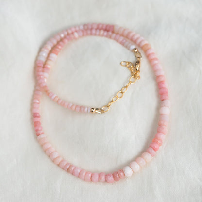 Pink Opal necklace | large pink opal beaded necklace, pink opal choker, pink opal jewelry, October Birthstone, pink gemstone