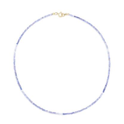 14K GOLD Tanzanite beaded necklace | Tanzanite beaded jewelry | Tanzanite gemstone beaded necklace, Tanzanite choker necklace