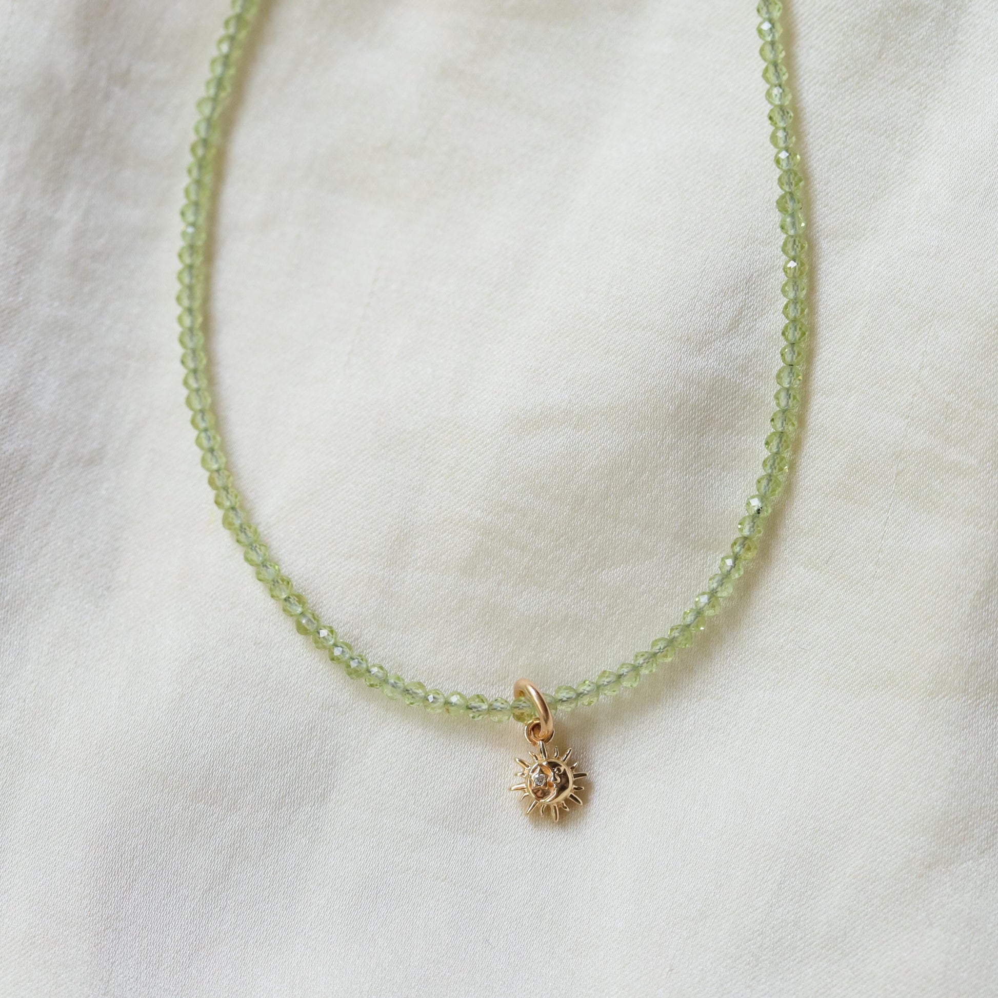 14K GOLD Peridot necklace - beaded peridot necklace, natural green gemstone, peridot jewelry, August birthstone, 16 year anniversary