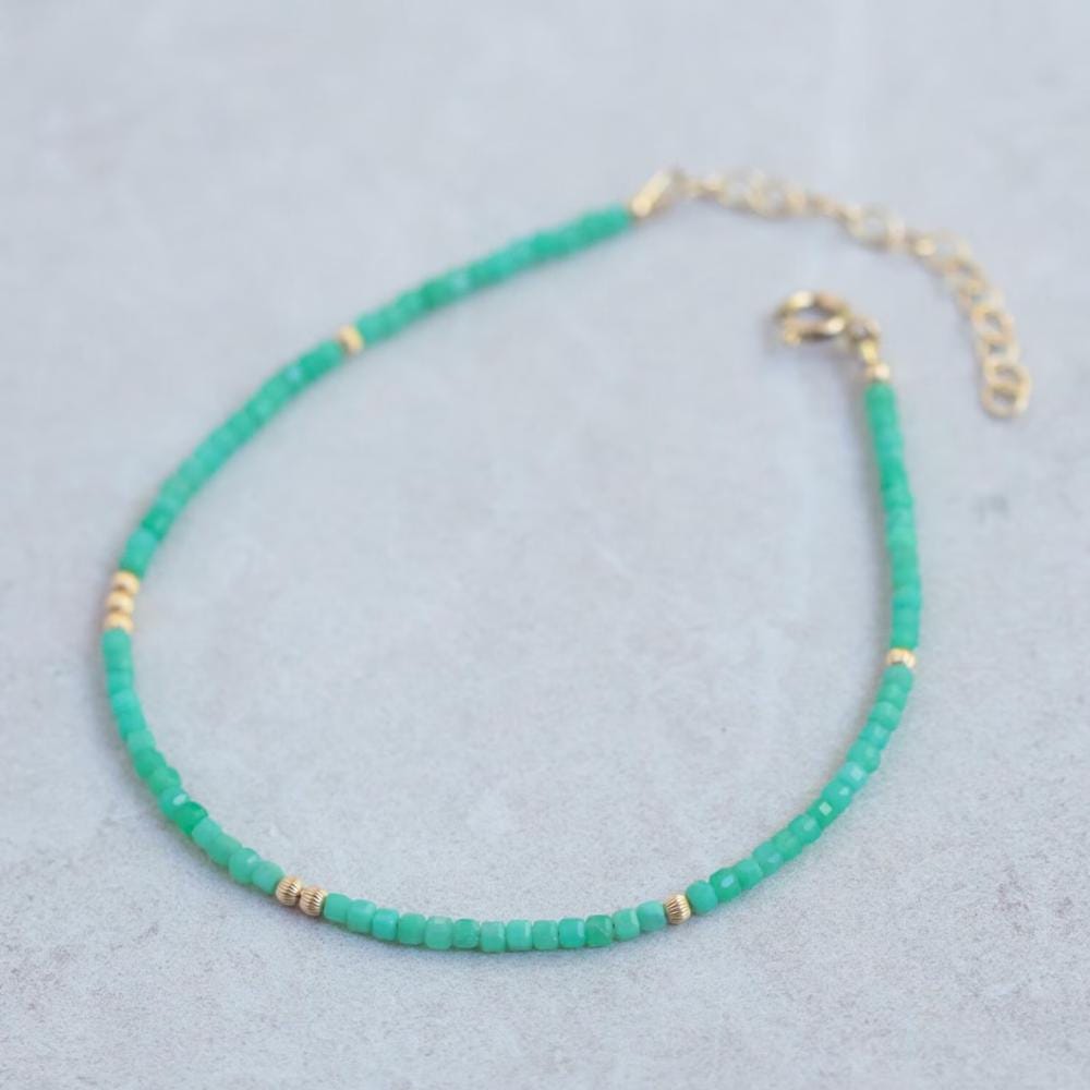 Gemstone Anklet | Beaded turquoise anklet | women's beaded ankle bracelet | [TBD] gemstone anklet | beachy anklet | gold and turquoise W
