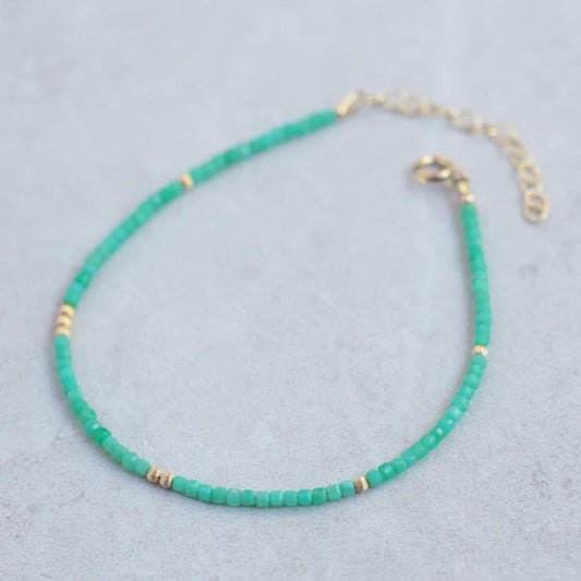 Gemstone Anklet | Beaded turquoise anklet | women's beaded ankle bracelet | [TBD] gemstone anklet | beachy anklet | gold and turquoise W