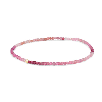 Genuine Pink Tourmaline Bracelet | Pink tourmaline beaded bracelet 2mm | Pink Tourmaline Jewelry | Dainty pink tourmaline