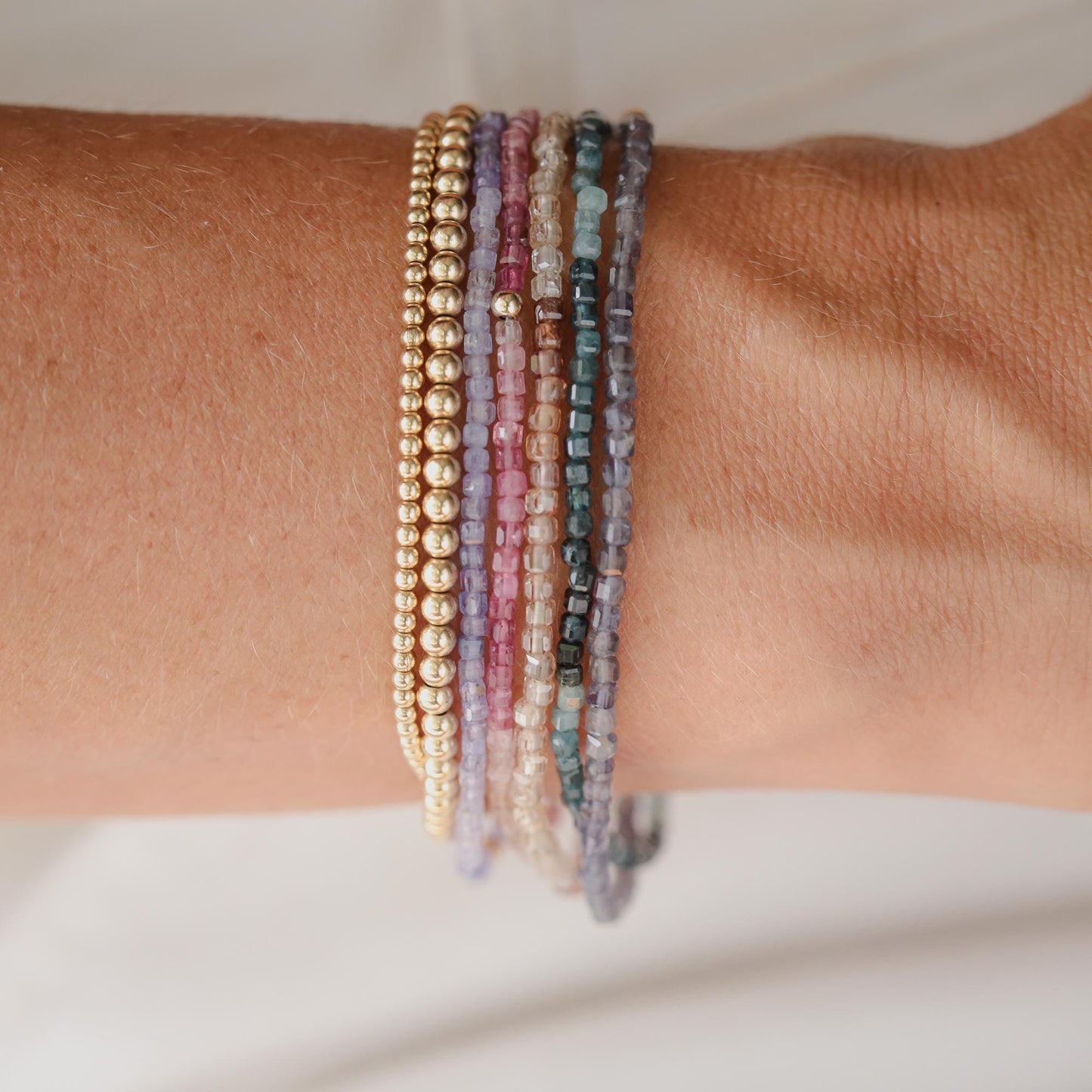 Genuine Pink Tourmaline Bracelet | Pink tourmaline beaded bracelet 2mm | Pink Tourmaline Jewelry | Dainty pink tourmaline