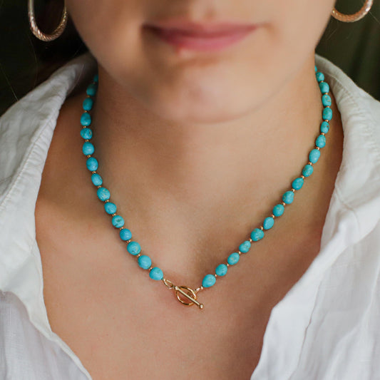 Sleeping beauty toggle necklace, Sleeping Beauty Turquoise, Arizona Turquoise Jewelry, December Birthstone, Genuine turquoise