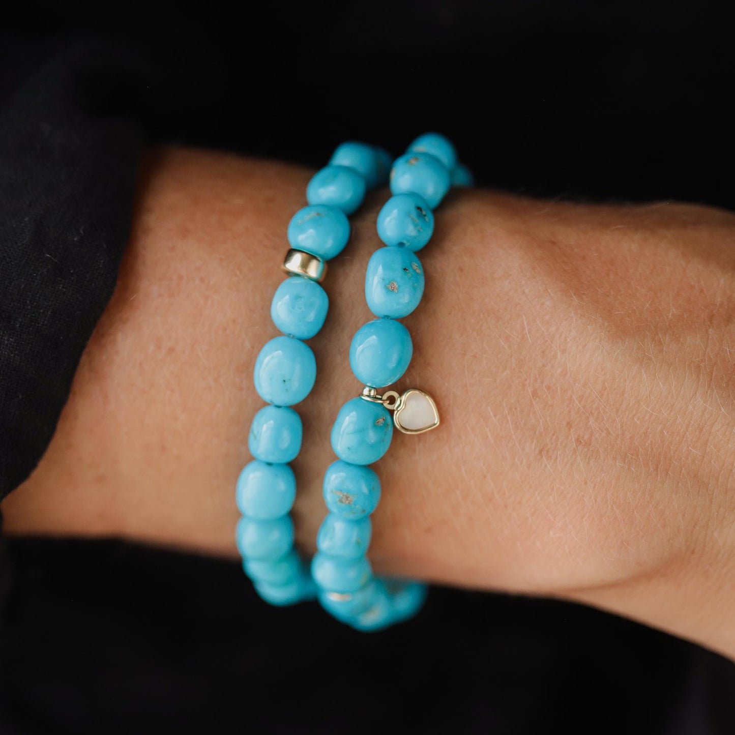 14K GOLD Sleeping beauty turquoise | Extra large Turquoise beaded bracelet [EBSM2058] | sleeping beauty nugget turquoise, women's turquoise