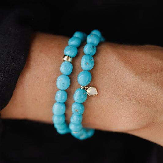 14K GOLD Sleeping beauty turquoise | Extra large Turquoise beaded bracelet [EBSM2058] | sleeping beauty nugget turquoise, women's turquoise