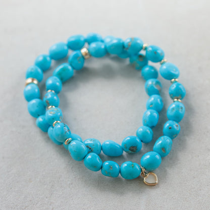 14K GOLD Sleeping beauty turquoise | Extra large Turquoise beaded bracelet [EBSM2058] | sleeping beauty nugget turquoise, women's turquoise