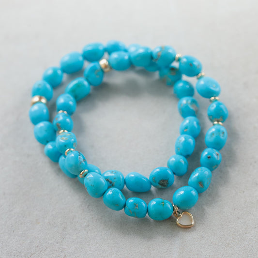 14K GOLD Sleeping beauty turquoise | Extra large Turquoise beaded bracelet [EBSM2058] | sleeping beauty nugget turquoise, women's turquoise