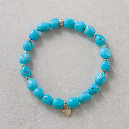 14K GOLD Sleeping beauty turquoise | Extra large Turquoise beaded bracelet [EBSM2058] | sleeping beauty nugget turquoise, women's turquoise