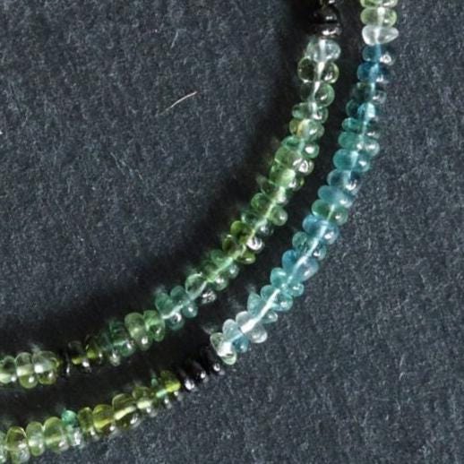 Blue & Green Tourmaline 3mm | Blue tourmaline necklace | Blue tourmaline | Smooth tourmaline 3mm stones | blue tourmaline necklace