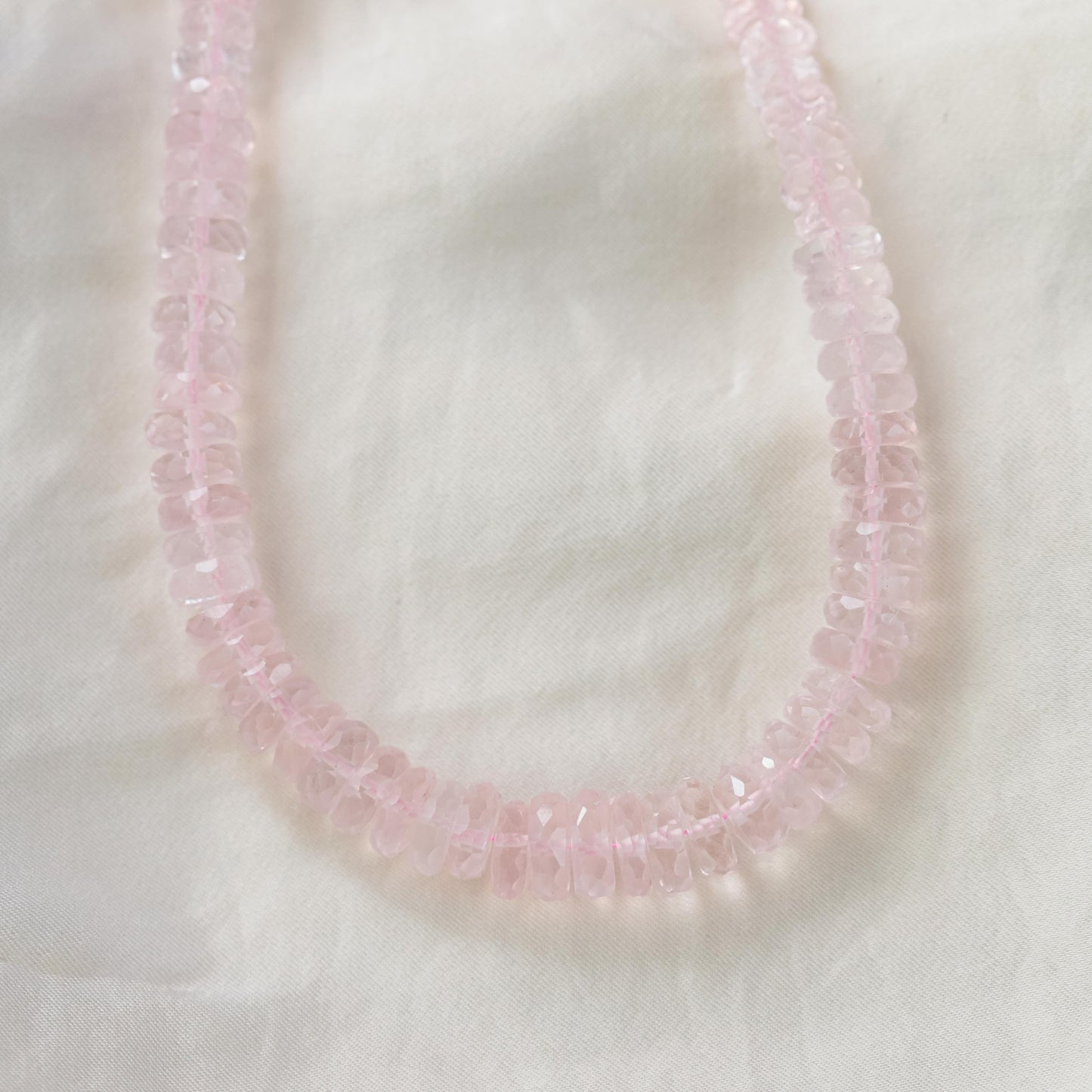 14K GOLD Rose quartz Necklace | Rose quartz necklace | [ENRO2045] Rose quartz Faceted Rondelle Beads Necklace | June birthstone #0339