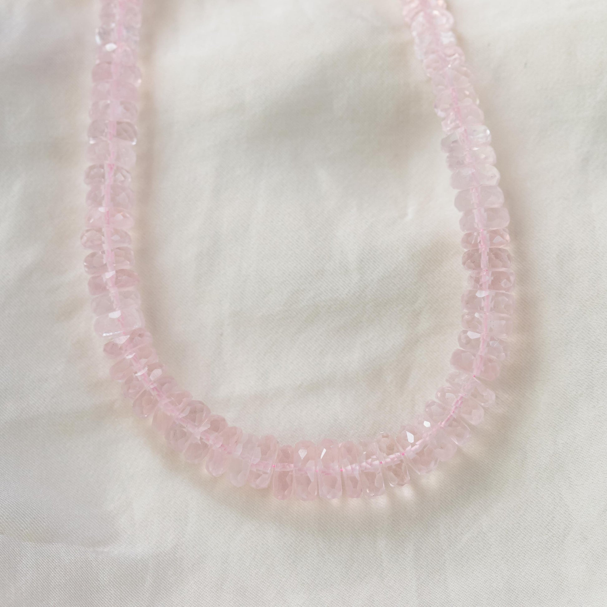 14K GOLD Rose quartz Necklace | Rose quartz necklace | [ENRO2045] Rose quartz Faceted Rondelle Beads Necklace | June birthstone #0339