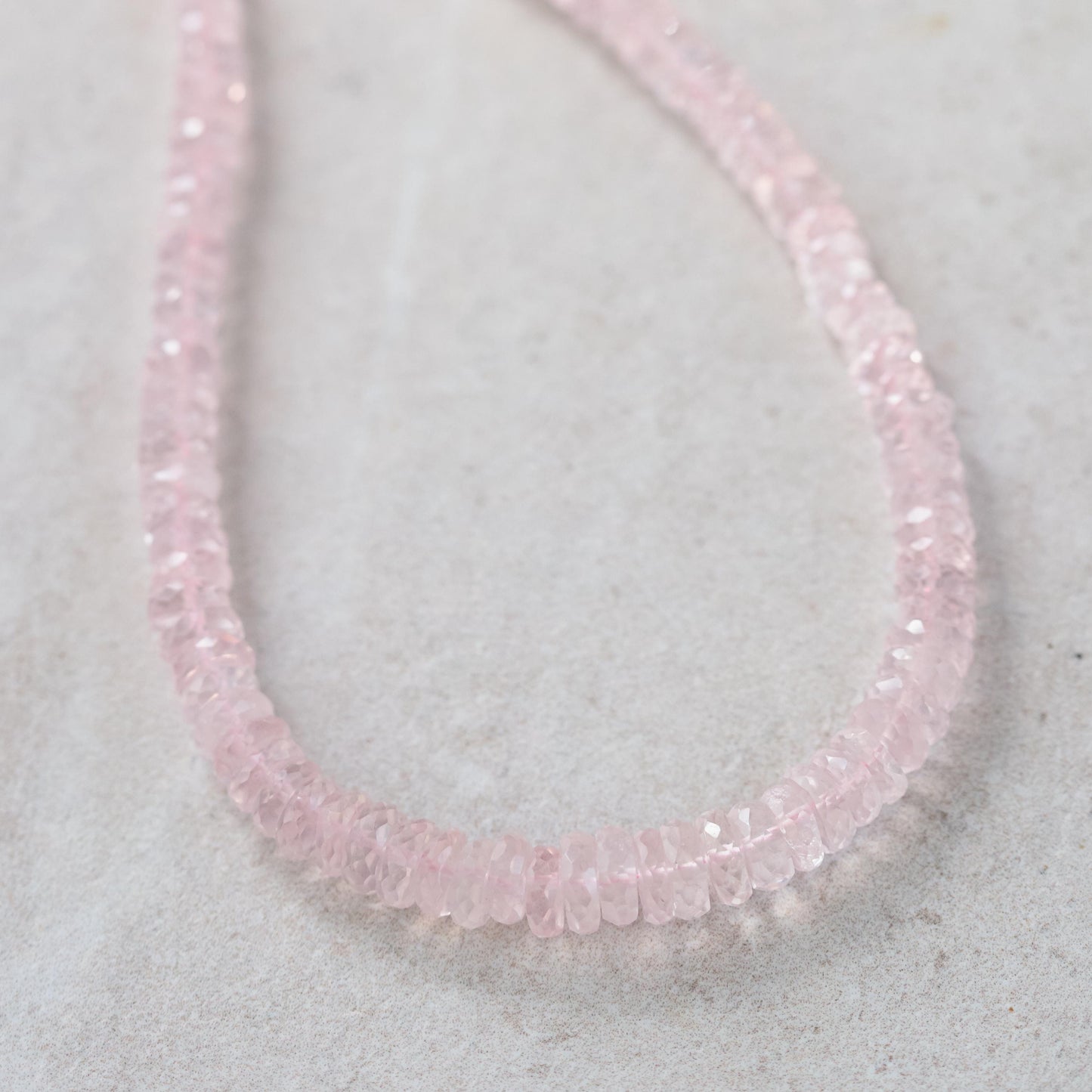 14K GOLD Rose quartz Necklace | Rose quartz necklace | [ENRO2045] Rose quartz Faceted Rondelle Beads Necklace | June birthstone #0339