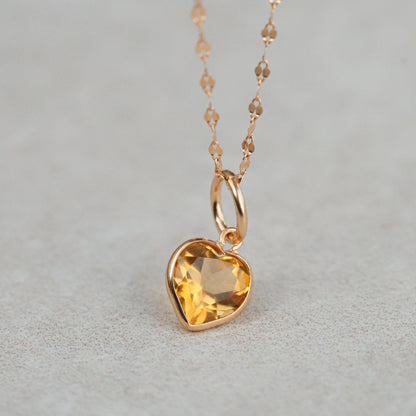 14K GOLD Citrine Pendant | gold Citrine necklace, Citrine heart Jewelry, Citrine heart pendant, genuine citrine necklace