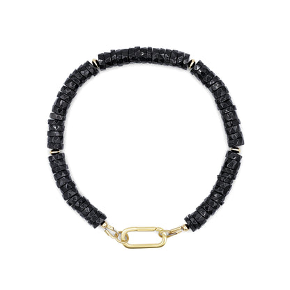 Black Spinel Bracelet, Minimalist Bracelet, Dainty Black Bracelet, Bracelet Spinelle Noir, Gemstone Stacking Bracelet, Black Bracelet