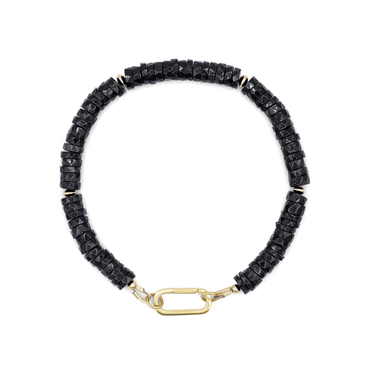 Black Spinel Bracelet, Minimalist Bracelet, Dainty Black Bracelet, Bracelet Spinelle Noir, Gemstone Stacking Bracelet, Black Bracelet