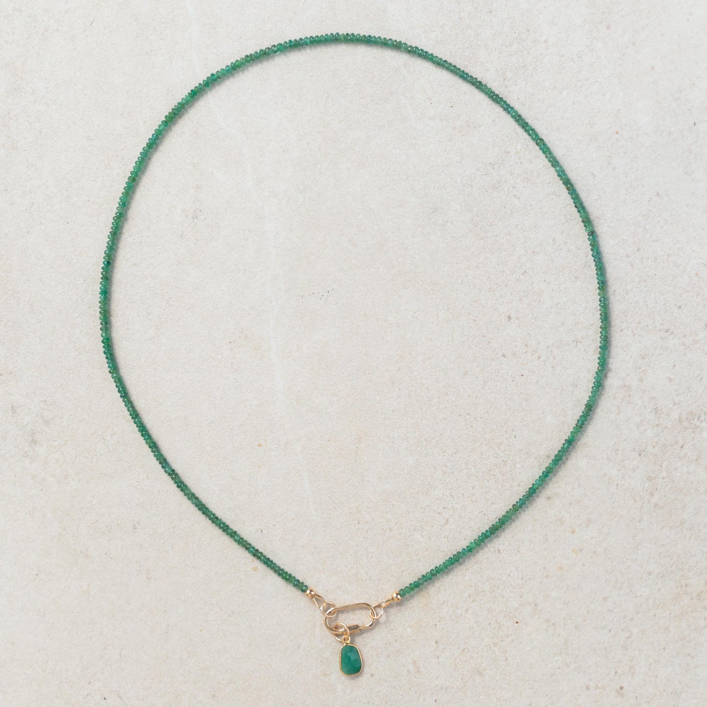 14K gold Zambian Emerald Necklace, Zambian emerald necklace [ENZP1660_OOAK] | May birthstone necklace | smooth dainty Zambian emerald OOAK