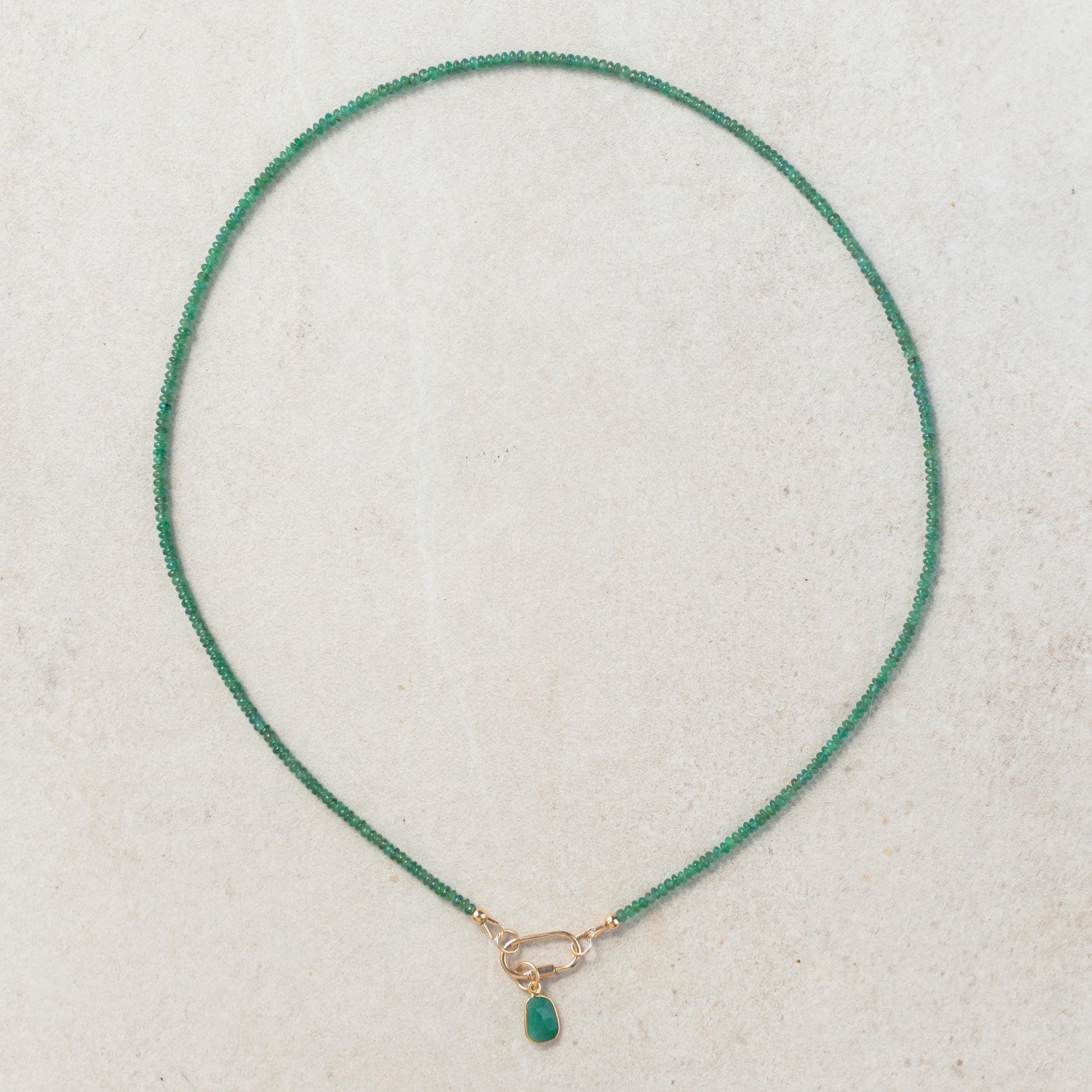 14K gold Zambian Emerald Necklace, Zambian emerald necklace [ENZP1660_OOAK] | May birthstone necklace | smooth dainty Zambian emerald OOAK