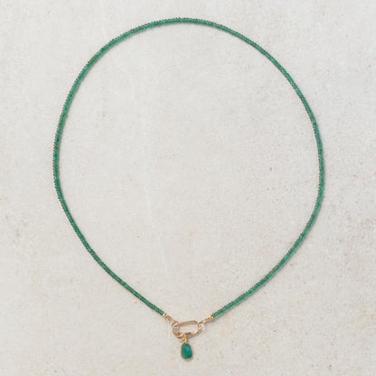 14K gold Zambian Emerald Necklace, Zambian emerald necklace [ENZP1660_OOAK] | May birthstone necklace | smooth dainty Zambian emerald OOAK