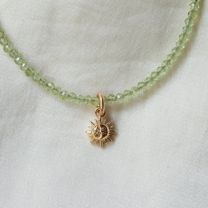 14K GOLD Peridot necklace - beaded peridot necklace, natural green gemstone, peridot jewelry, August birthstone, 16 year anniversary