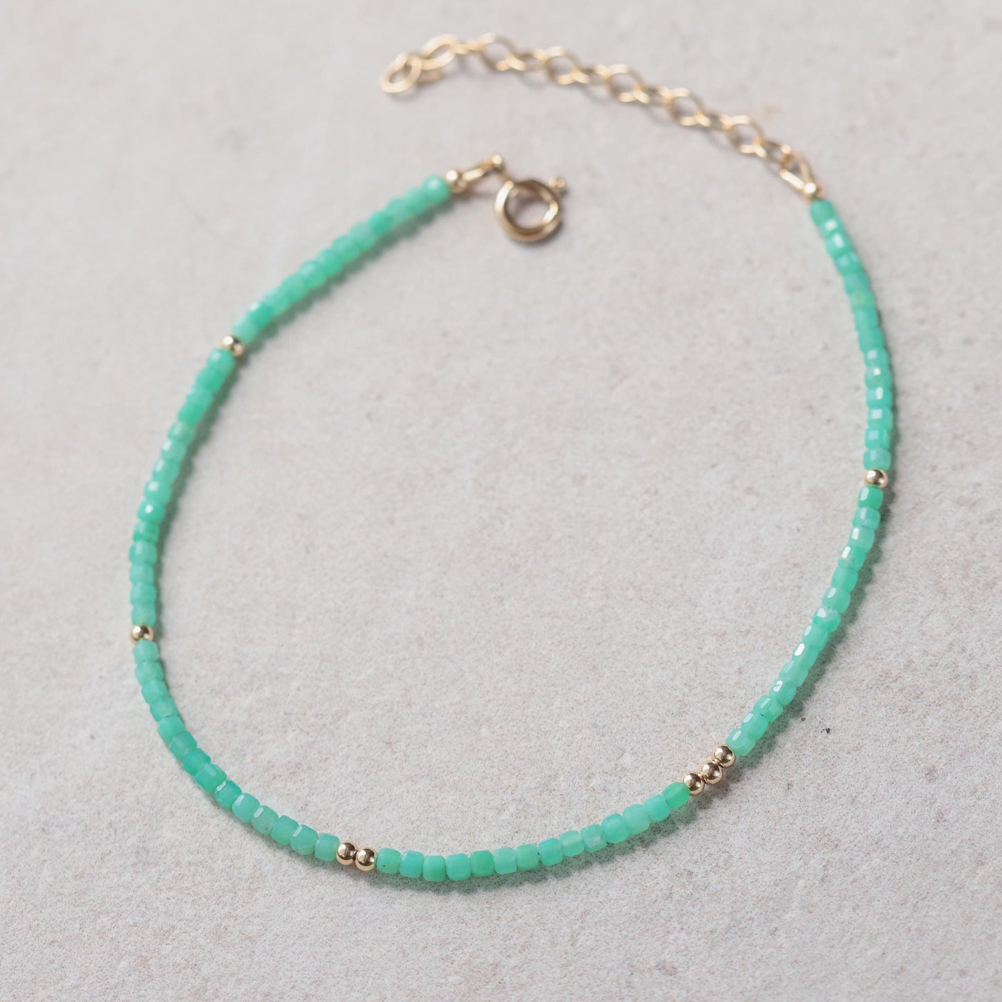 Chrysoprase cube anklet