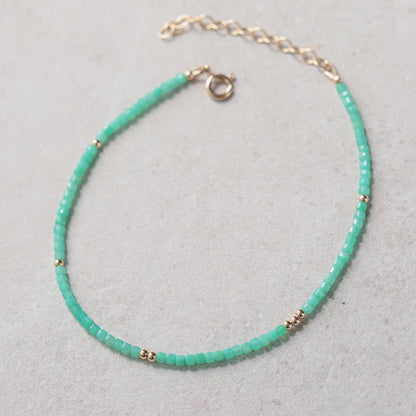Chrysoprase cube anklet
