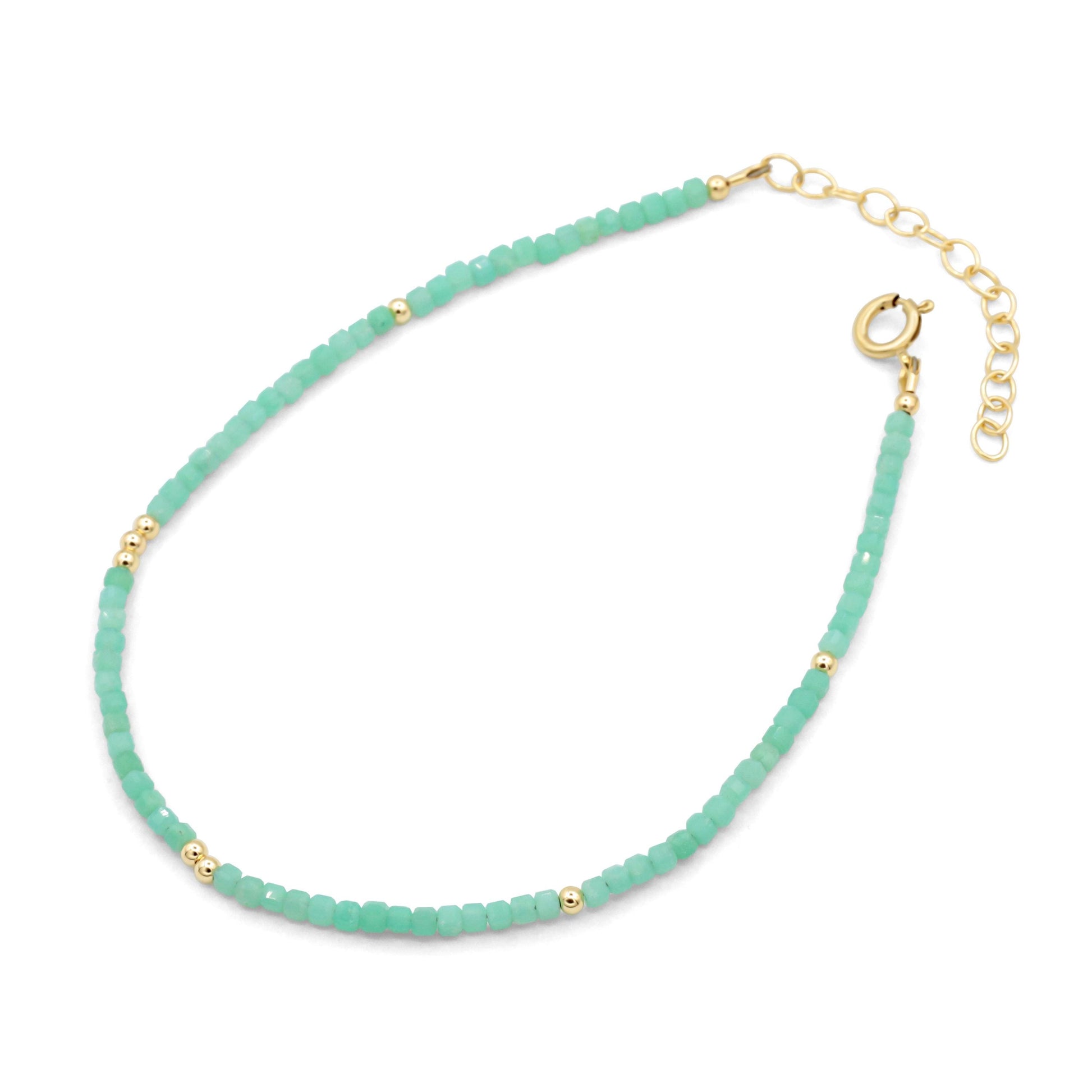 Chrysoprase cube anklet