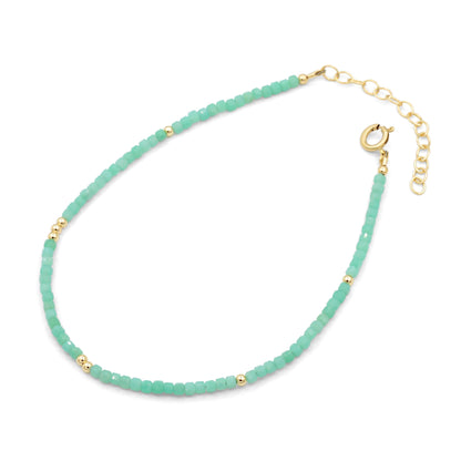 Chrysoprase cube anklet