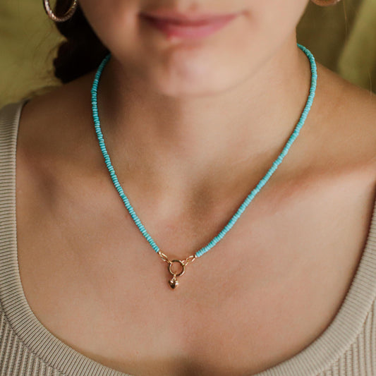 14K GOLD Sleeping beauty necklace, Sleeping Beauty Turquoise, [ENSM1991] Arizona Turquoise Jewelry, December Birthstone, Genuine turquoise