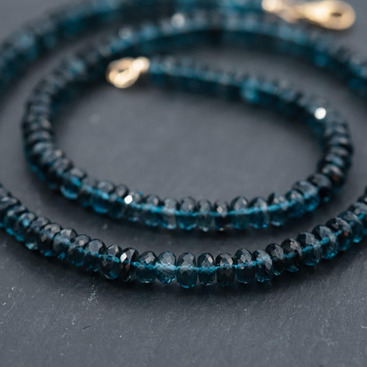 14K GOLD London Blue Topaz | blue topaz gold | November birthstone necklace | [ENLP1521_OOAK] genuine blue topaz jewelry | blue topaz