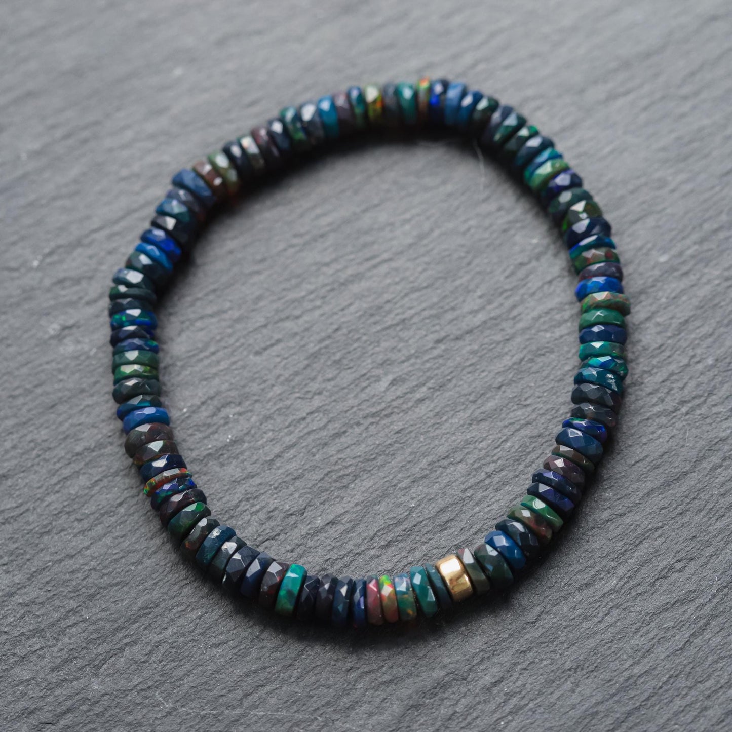 14K GOLD Black Opal Bracelet, Ethiopian black opal bracelet [EBBM1879] | AAAA+ Opal black Delicate Stacking Bracelet | women's black opal