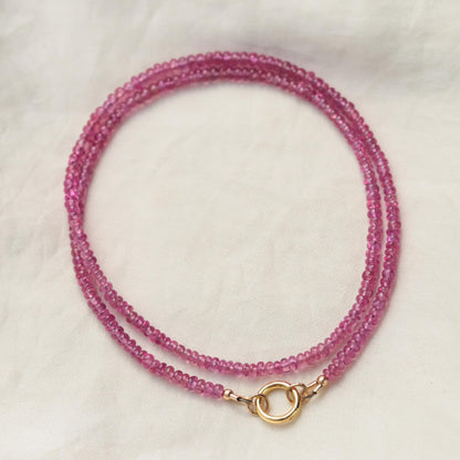 Pink Sapphire Necklace | beaded sapphire necklace | Pink Sapphire beaded necklace | smooth pink sapphire | pink gemstone