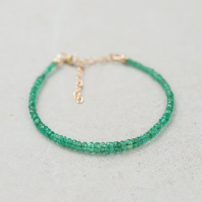 14K GOLD faceted Zambian Emerald Bracelet, Zambian dainty [EBZP1089 | Genuine Zambian emerald | Zambian emerald, may birthstone