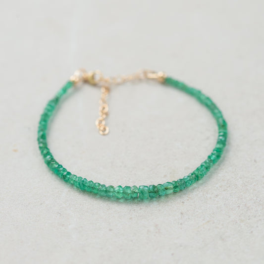 14K GOLD faceted Zambian Emerald Bracelet, Zambian dainty [EBZP1089 | Genuine Zambian emerald | Zambian emerald, may birthstone