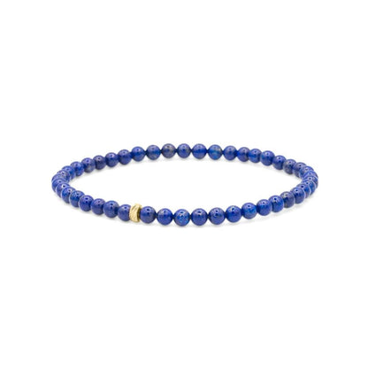 Lapis Lazuli bracelet with 14K gold accents from Earthly Abundance Jewelry, featuring deep blue stones and gold spacers.
