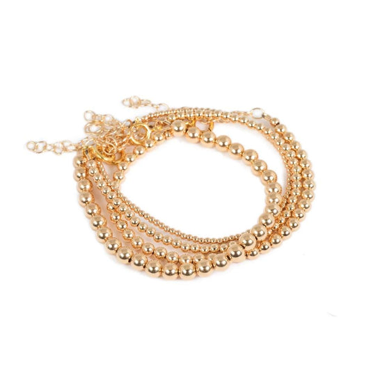 ADJUSTABLE Gold Filled Beaded Ball Bracelet, 2mm, 3mm, 4mm, 5mm, [EBGP1124] 14k Yellow Gold Filled Jewelry, Stacking Stretch Bracelets