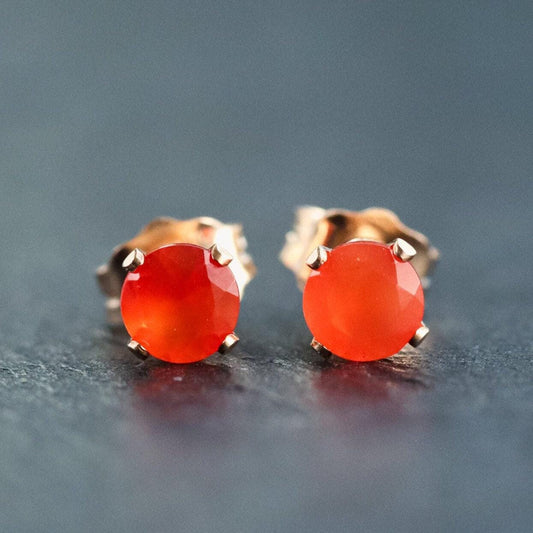 14K GOLD carnelian earring, gemstone stud carnelian earrings [EECP1241], gold gemstone studs, carnelian earrings, carnelian