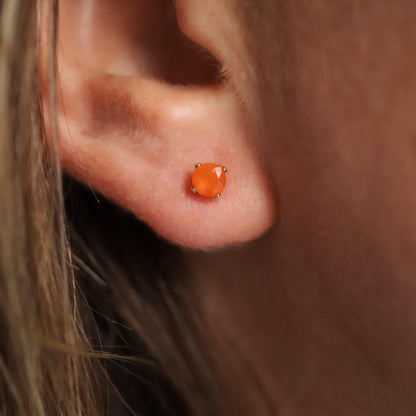 14K GOLD carnelian earring, gemstone stud carnelian earrings [EECP1241], gold gemstone studs, carnelian earrings, carnelian