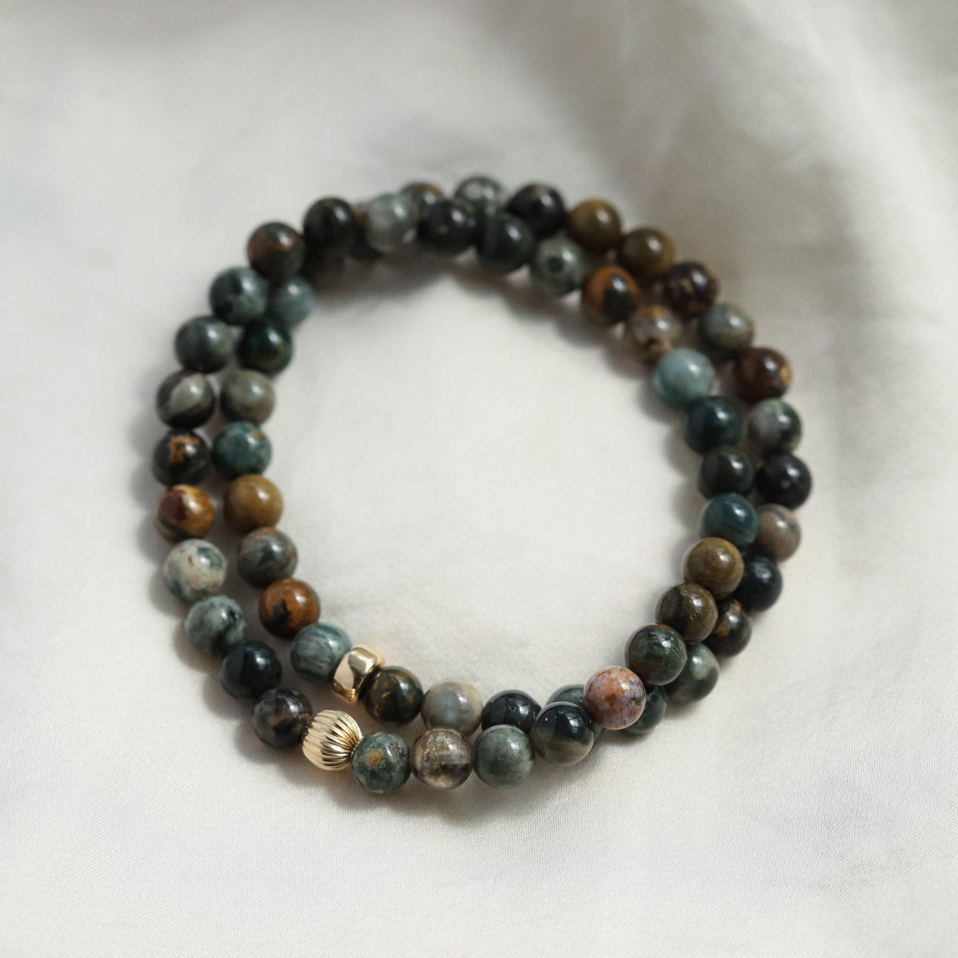 14K GOLD Ocean jasper bracelet | genuine ocean jasper bracelet 6mm | [EBOM1421] gold ocean jasper bracelet | women's ocean jasper *BSS