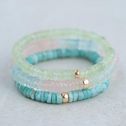 Lapis + Larimar heishi bracelet | [] Larimar Bracelet | 100% Authentic Larimar bracelet | Lapis faceted bracelet