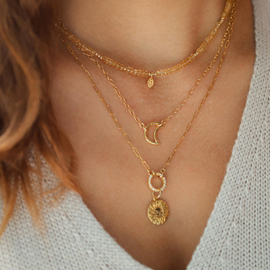 Citrine necklace | 100% genuine natural citrine beaded necklace [ENCP4563_C]| dainty beaded natural citrine necklace W