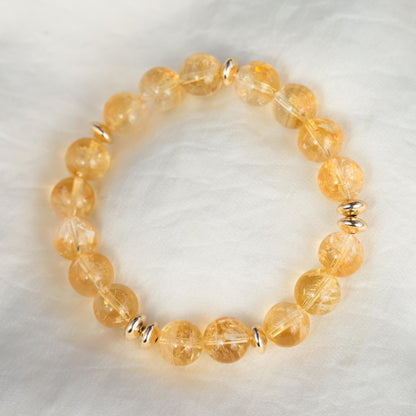 Natural CITRINE bead bracelet, UNHEATED Gemstone, citrine bracelet [EBCM1873] | No Treatment Citrine Bracelet, 10mm Bracelet #0013