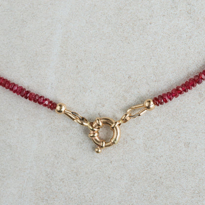 Longido Ruby Necklace - Sailors Clasp 14K