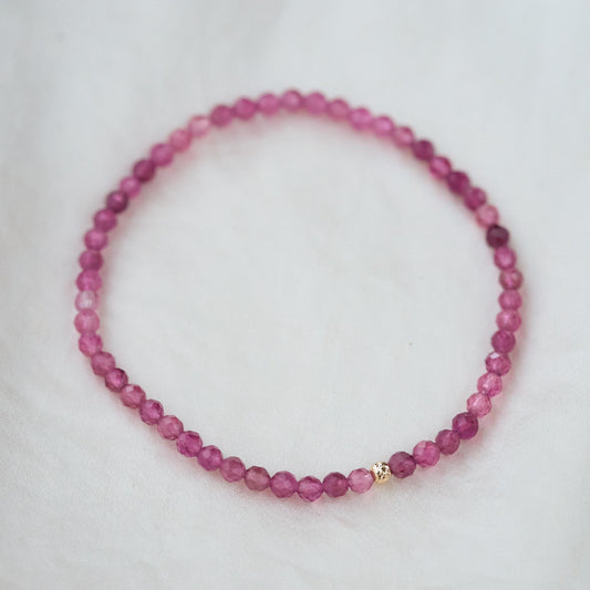 Pink Crush Pink Tourmaline Bracelet, 14K Solid Gold Bracelet [EBPM1212], Natural Pink Tourmaline, Dainty Gemstone Bracelet, Gift for Her