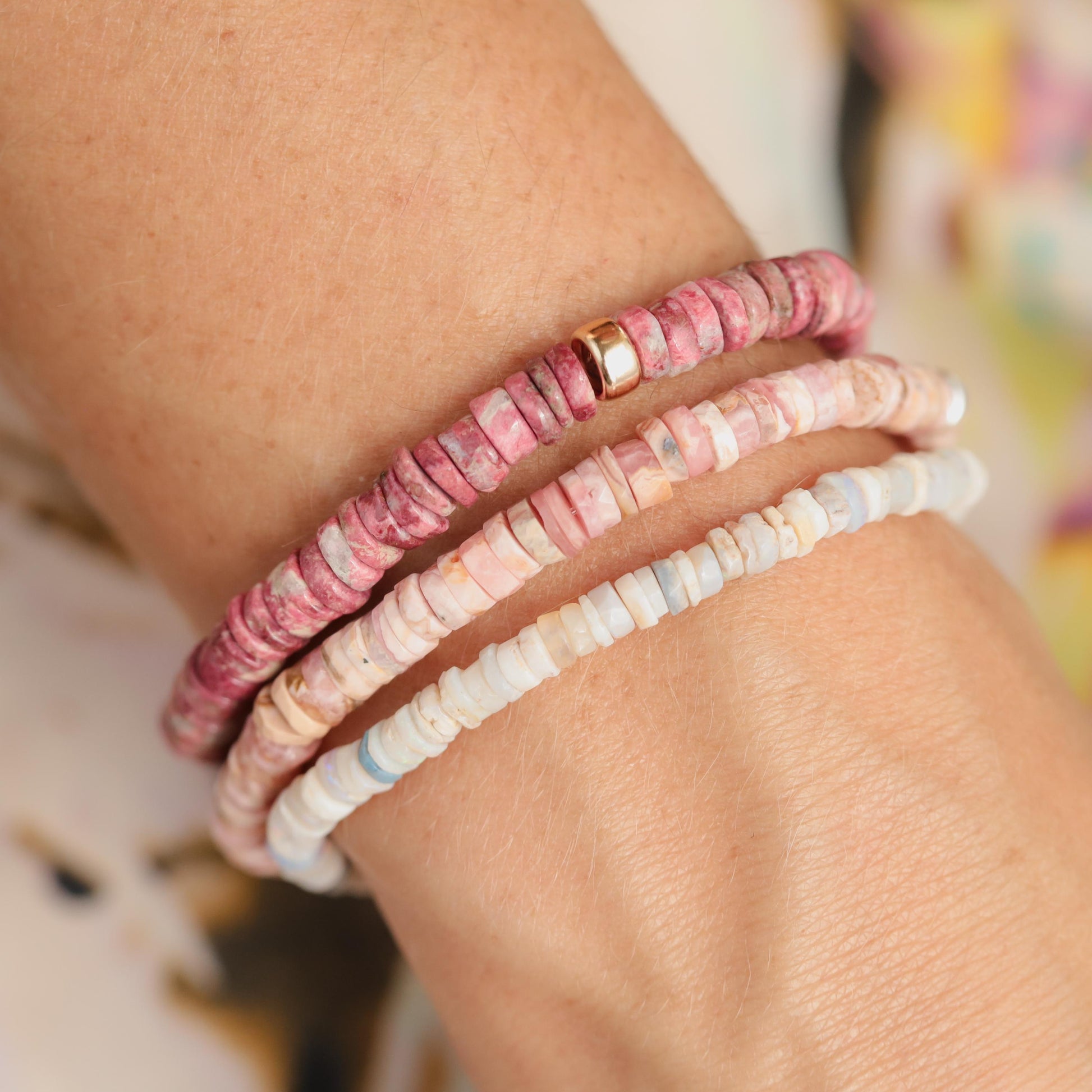 Rare Thulite | unique natural thulite, vibrant thulite bracelet | [EBTM1789] Pink THULITE Bracelet | Thulite for love, gratitude *BSS