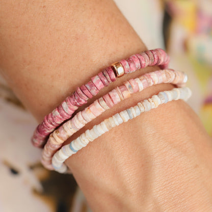 Rare Thulite | unique natural thulite, vibrant thulite bracelet | [EBTM1789] Pink THULITE Bracelet | Thulite for love, gratitude *BSS