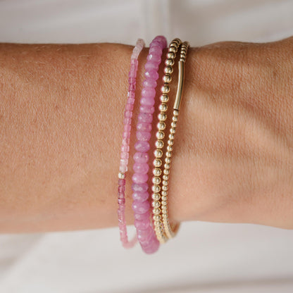 Pink Tourmaline Cube Bracelet - 14K