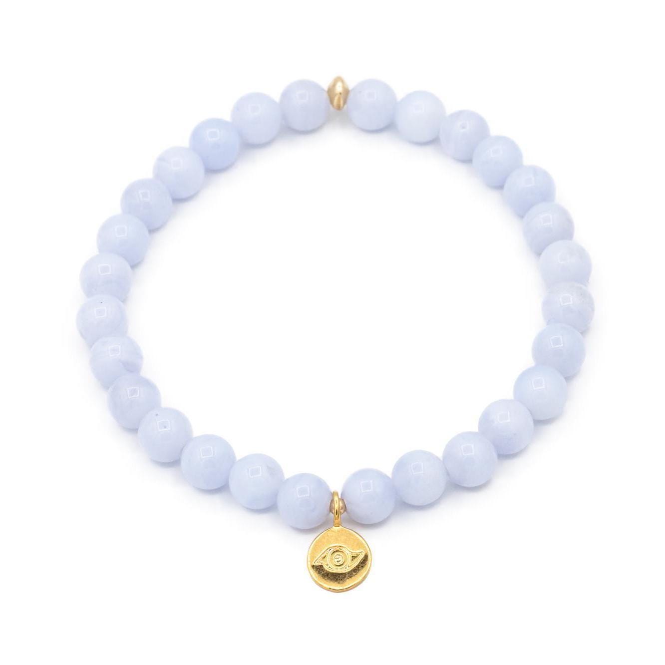 Blue Lace Agate Bracelet - 14K
